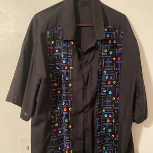 4X Pac-Man video game camp-style button down shirt - custom made